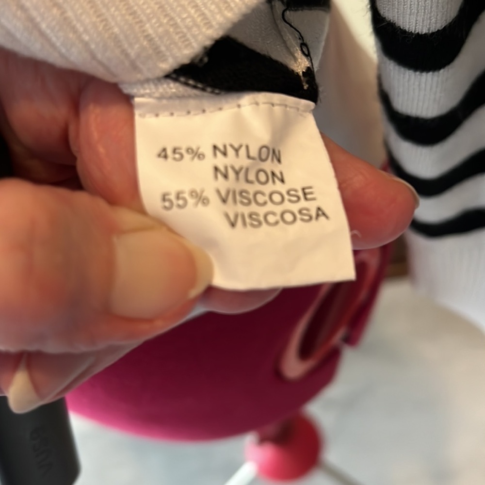 Gran Oriente NWOT French design stripe sweater cardigan size S Pink black ivory - Picture 7 of 7